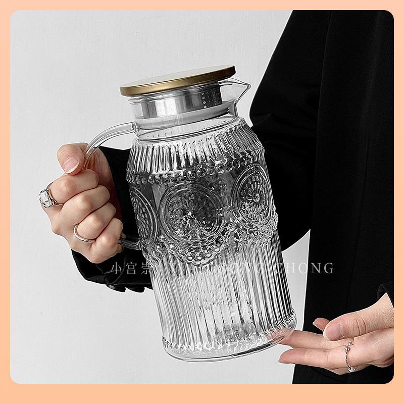 ◖太阳花玻璃冷水壶家用客厅耐高温大容量水壶储水凉白开水杯泡