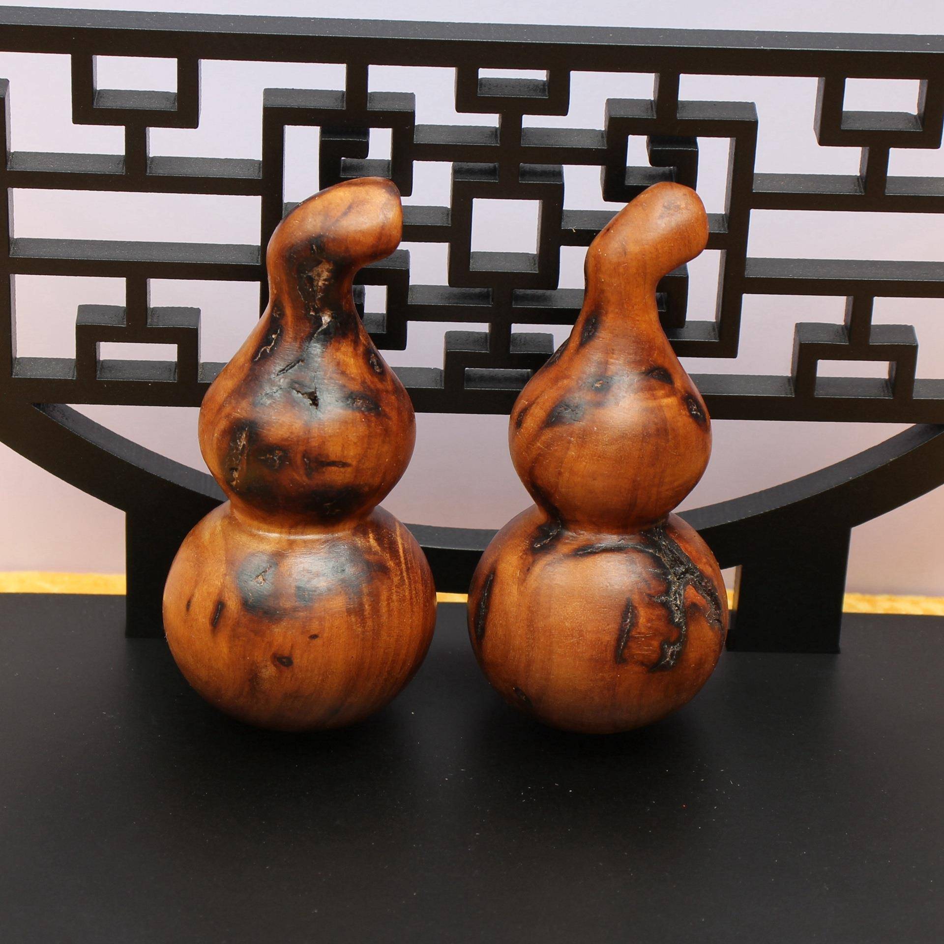 雷击枣木葫芦挂件手把件吊坠道家法器随身配饰老料深色精雕手工