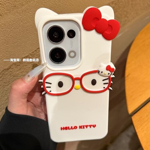 立体戴眼镜KT猫OPPOReno131211手机壳A55A56A58女A1X/A2软A93Sa72