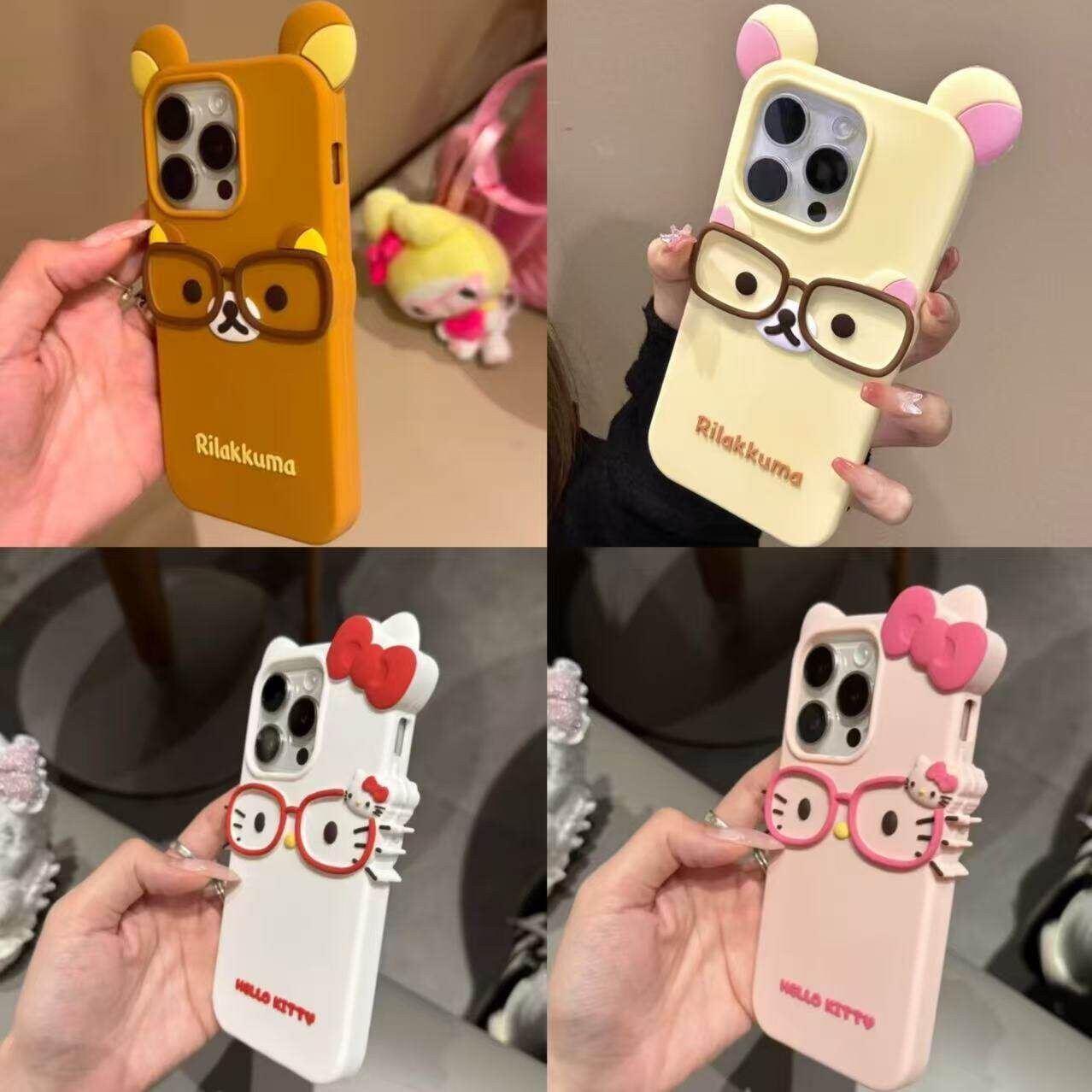 卡通立体戴眼镜轻松熊适用苹果16手机壳iPhone15promax硅胶14plus软壳13全包12防摔11可爱7/8男女款5s/4s情侣