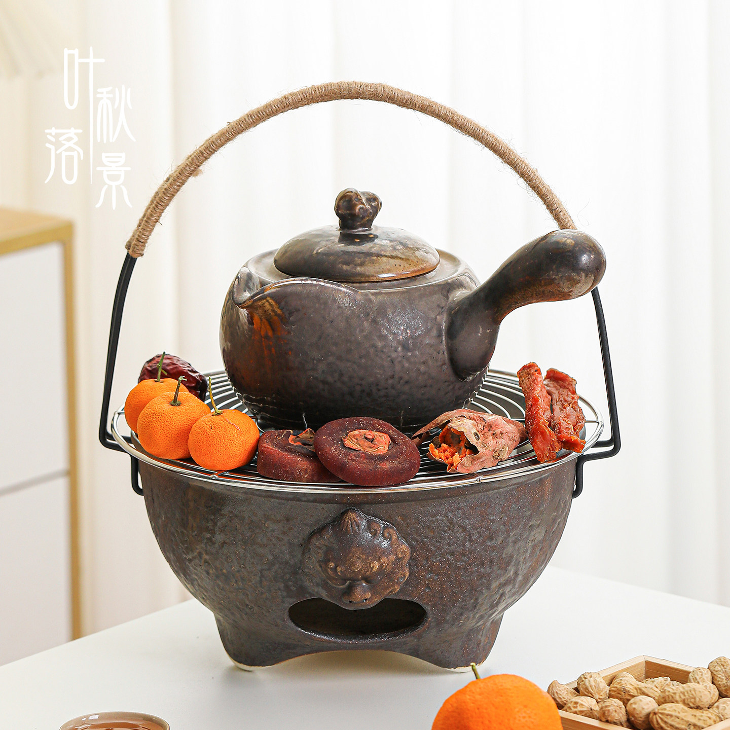 新款复古粗陶煮茶炉冬日取暖碳烤炉提梁壶围炉煮茶套装小型烧烤炉,餐饮具,煮茶炉,淘宝优惠券,粉丝福利购,淘宝优惠卷