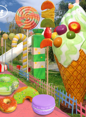 彷真棒棒糖雕塑大型发光糖果模型冰激凌摆件户外公园网红景观装饰