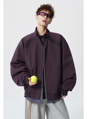 运费补贴】美式立领bomber廓系飞行夹克男春秋棒球服拼接短款外套