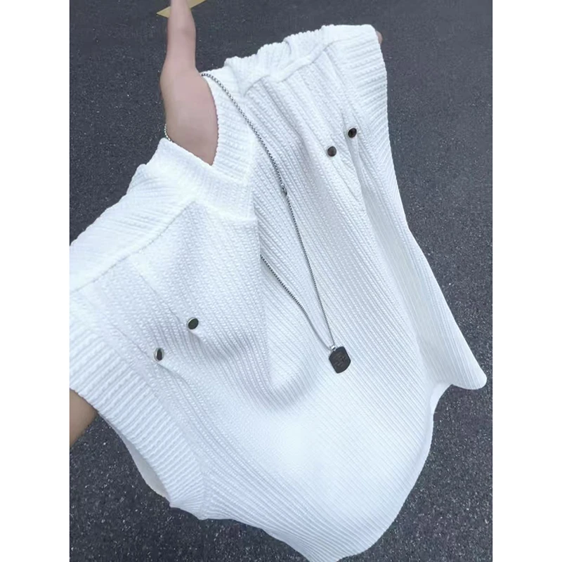 铆钉拼接褶皱坎肩男款夏季美式图片