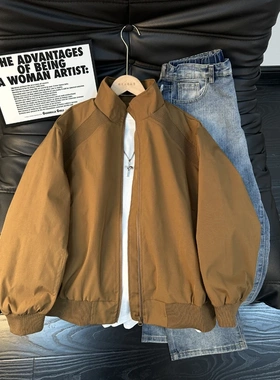 美式cleanfit外套男款春秋季潮牌休闲工装夹克宽松高级感情侣上衣