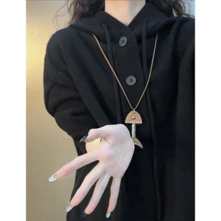 慵懒风连帽毛衣男春秋内搭外穿针织外套情侣装潮牌百搭卫衣帽衫