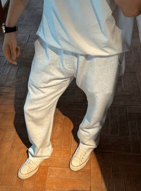 【西博】420G重磅卫裤碳素磨毛无缝直筒卫裤休闲百搭运动卫裤男