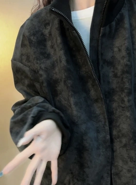 雾面皮衣外套男款春季新款设计感短款飞行员夹克美式复古情侣春装