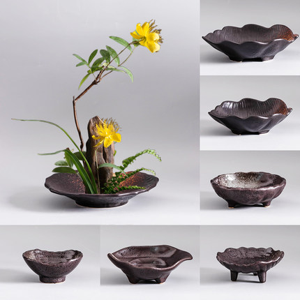 仿古剑山插花器陶瓷家居大口径花盆室内水培花艺装饰摆件插花器皿