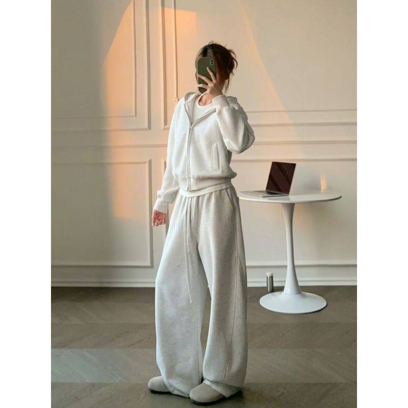 高级感运动服套装女春宽松时尚慵懒风卫衣阔腿裤休闲两件套跑步