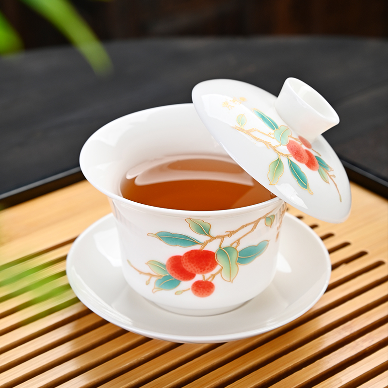 悬停德化盖碗功夫茶具