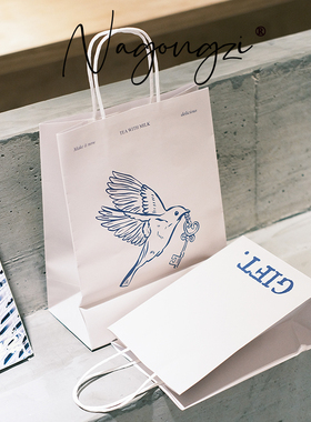 时光之钥烘焙手提袋甜品打包袋定制面包蛋糕店外卖小袋子牛皮纸袋