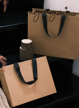 进口无腰线牛皮纸袋手提袋logo礼品袋纸袋礼物袋购物袋包装袋袋子