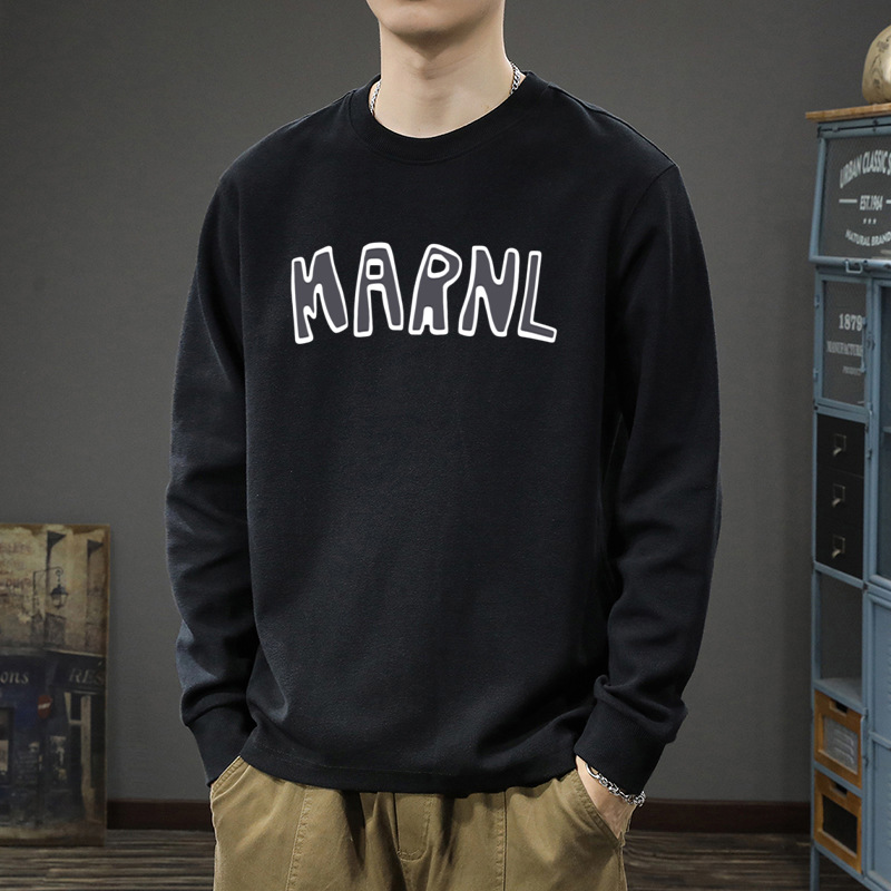 春秋200g重磅精梳棉长袖T恤男潮牌印花宽松大码秋季内搭打底衫男