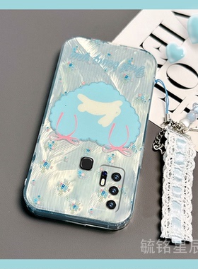 新款蓝色爱心兔子适用vivoZ6手机壳Z5透明的Z5x硅胶Z5i保护套Z3防摔Z3i软Z1镭射Z1i羽纱春天情侣高级感手机套