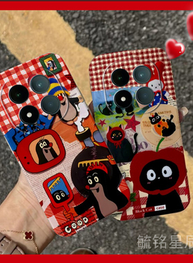 适用小米redmi红米note15pro手机壳note14pro+新款13r可爱12t猫咪12se卡通11tpro十11e鼬鼠11r红色透明10硅胶