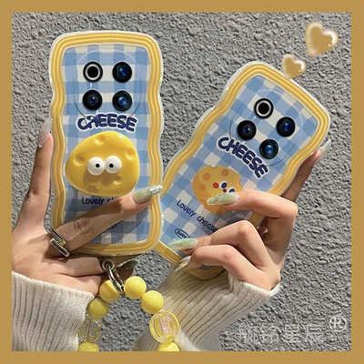 新款黄色卡通奶酪适用华为荣耀magic7手机壳x60pro波浪边magic6pro带支架的magic5腕带x60i+链条x50棋盘x40gt