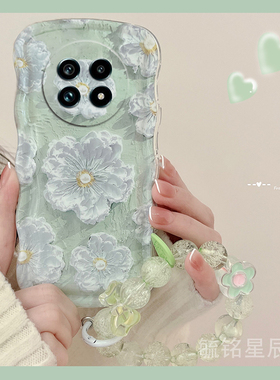 适用realme真我gt6手机壳13pro+新款12pro至尊版11油画gt5绿色neo7花朵gtneo5se透明的q5软硅胶q3波浪边v11s