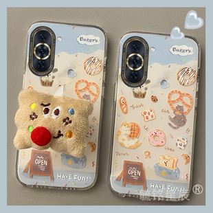 新款猫咪饼干适用华为智选Hinova9手机壳带支架的10Pro毛绒9z透明的9SE硅胶情侣NZONE50Pro超火S7pro十小众+