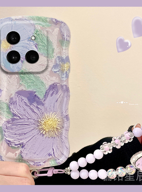 适用小米15手机壳14ultra新款14tpro油画15spro紫色13花朵ins风12韩系civi4透明3硅胶2波浪边的11高级感链条