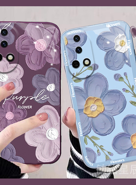 秋冬新款油画紫色花朵适用华为nova13手机壳13pro透明12活力版12ultra硅胶11se情侣10小众9女8冷淡风7超薄6/5