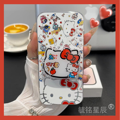 新款可爱kt猫适用vivoX21手机壳X21A带支架i透明x21ia硅胶X20Plus的hellokitty气囊X6防摔x20a卡通X9/s/i/X7