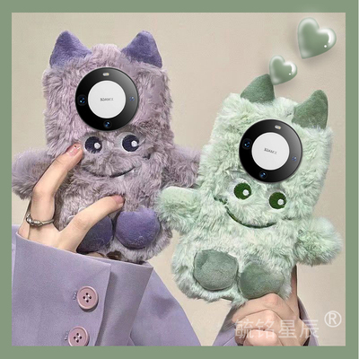 适用华为mate60pro手机壳50rs保时捷40e毛绒30十情侣20x+紫色10小怪兽9绿色8的高级感秋冬毛茸茸超火女生小众