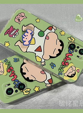 新款绿色蜡笔小新适用小米redmi红米K40手机壳K40Pro+游戏增强版K40S旋转K30十解压K20透明K30i/S至尊纪念版