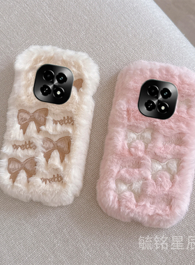 适用realme真我v20手机壳v11毛绒v60s新款v50白色v30t蝴蝶结v25粉色v15少女心v13毛茸茸的v11s防摔v5/v3/x2/x