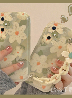 适用华为畅享60手机壳80气垫10plus新款20se绿色50pro麦芒30花朵70x腕带70m手链条nova12se防摔hi畅享60全包