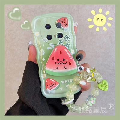 新款夏季西瓜适用华为mate70Pro手机壳mate60pro+绿色50十40手腕带50e硅胶30透明带支架的小清新高级感40epro