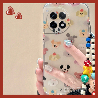 适用一加13手机壳ace5pro/3可爱ace2小狗12透明3v竞速版2v硅胶的11带挂绳10pro防摔9r情侣9rt高级感8全包8t/7