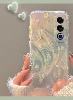 新款春日蓝色郁金香花朵适用魅族21手机壳20pro透明的18硅胶套18s羽纱18X小清新17全包21pro镭射18s轻奢渐变p