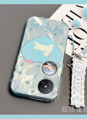 新款蓝色爱心兔子适用华为Pocket2手机壳P60Pocket折叠屏S折叠款P50New硅胶matex5典藏版X3透明的X2保护套Xs2
