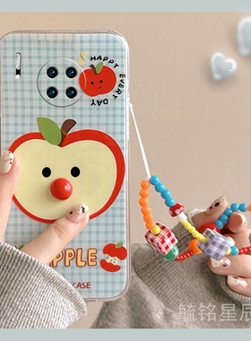 新款可爱蓝色格子苹果适用华为Mate30Pro手机壳Mate30EPro立体20Pro带挂绳的20X透明10特别9硅胶8防摔高级感