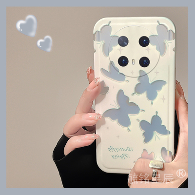 适用华为mate70pro手机壳pura80新款60镭射30rs保时捷70蝴蝶ins风40e女20透明的10硅胶9小众p20+高级感nove13