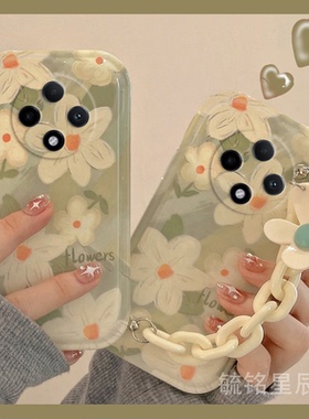 气垫新款绿色花朵适用OPPOA3Pro手机壳A2腕带A2Pro手链条A1防摔5g全包ins风小众软高级感0pp0夏天opp0女款por