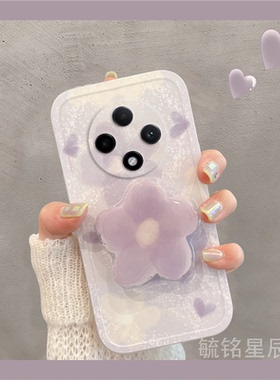 新款女紫色晕染花朵适用OPPOA3Pro手机壳A2透明A2Pro网红A1爆款5g带支架的硅胶韩风por少女心diy不会撞壳0pp0