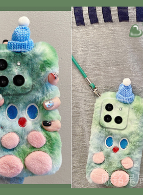 适用小米15手机壳14毛绒15pro绿色13圣诞13ultra小怪兽12防摔的12spro带挂绳11腕带10秋冬9se超火8毛茸茸6/5x