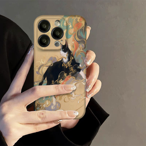 晱晱敦煌猫咪适用苹果华为vivo小米oppo红米荣耀iPhone13手机壳二合一11简约中国风14promax菲林防摔全包女