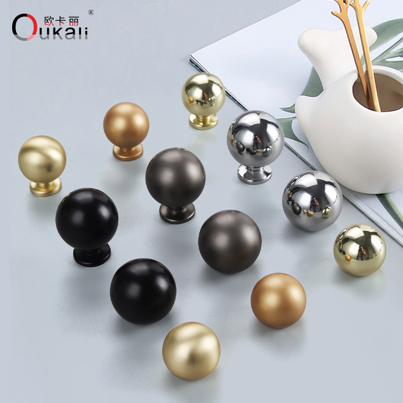 圆球锌合金拉手衣柜门极简抽屉把手金属橱柜圆形单孔现代简约柜子