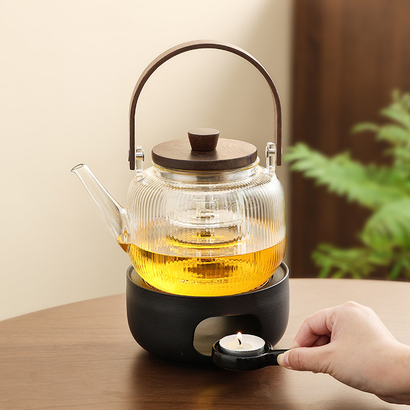 茶壶加热底座蜡烛煮茶温泡茶炉高颜值玻璃花果茶壶茶具套组电煮茶