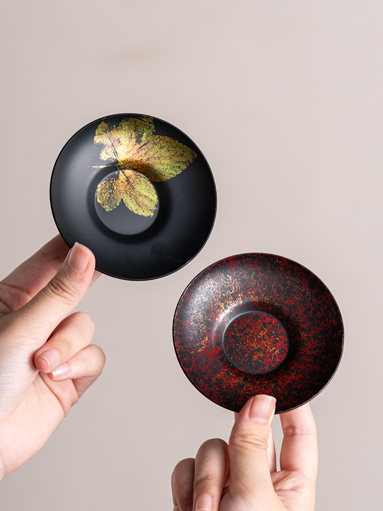 覆古漆铁杯垫茶碟斑驳绝缘垫茶碟家庭茶桌功夫茶具配件可及的奢侈