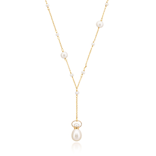 【时尚珍珠】天然珍珠香薰精油吊坠 不对称点缀珠链GG