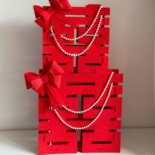 结婚礼蝴蝶结大喜字摆件珍珠婚房布置套装订婚宴场景装饰拍照出片