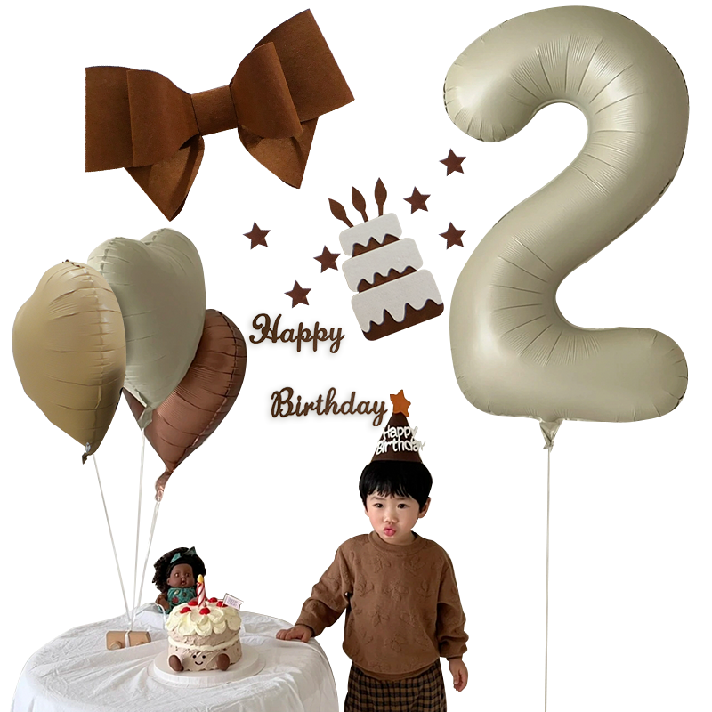 生日快乐场景布置1周岁奶油拍照2两岁宝宝气球数字女儿童派对背景