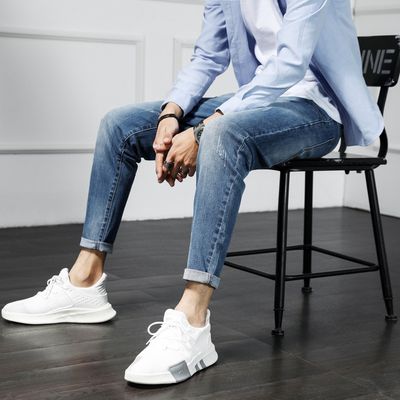 弹力修身小脚九分牛仔男裤