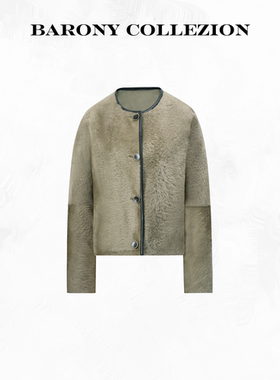 佰力郎/BARONY98431休闲双面穿拉贡进口新工艺皮草外套真皮毛一体