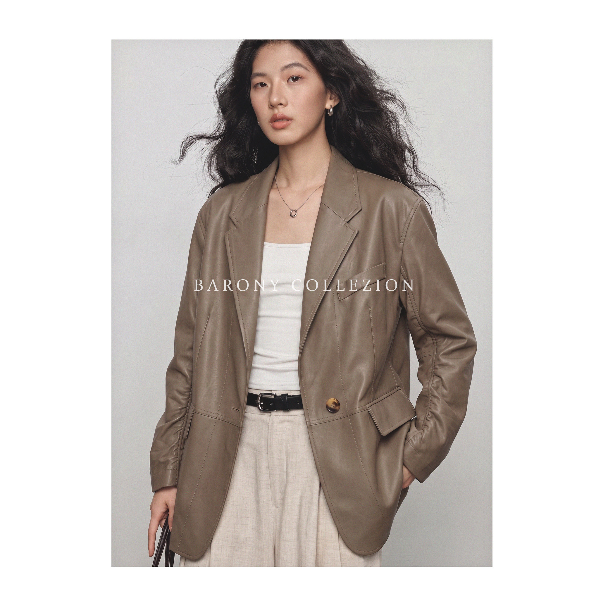 BARONY/高端极薄系列头层绵羊皮轻若无物西服真皮外套皮衣【98708
