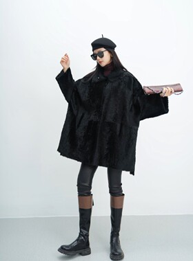 BARONY/拉贡82876LACON优雅大气富贵袖双穿进口皮草外套皮毛一体